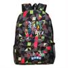 Large Capacity School Backpack Teens With Cartoon Letter Print Lightweight Ergonomic Design Oxford Fabric Adjustable Padded