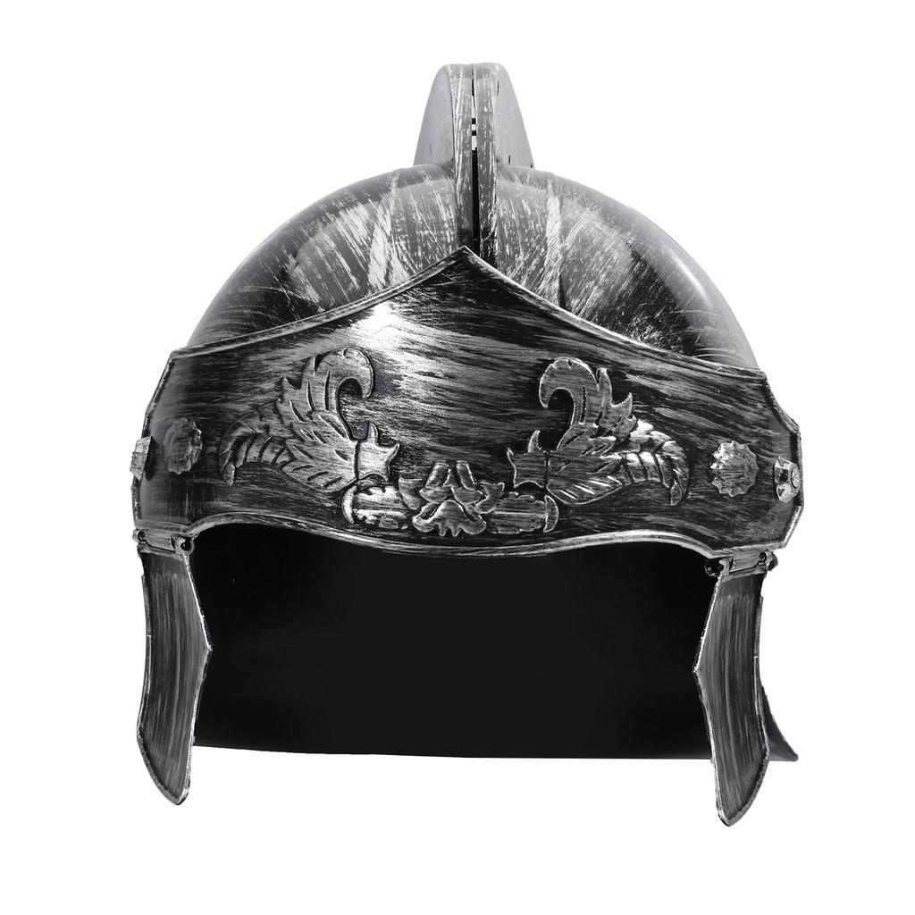 Plastic Spartan Gladiator Helmet for Men: Medieval Roman Warrior Knight Costume Headgear for Halloween Stage Performance