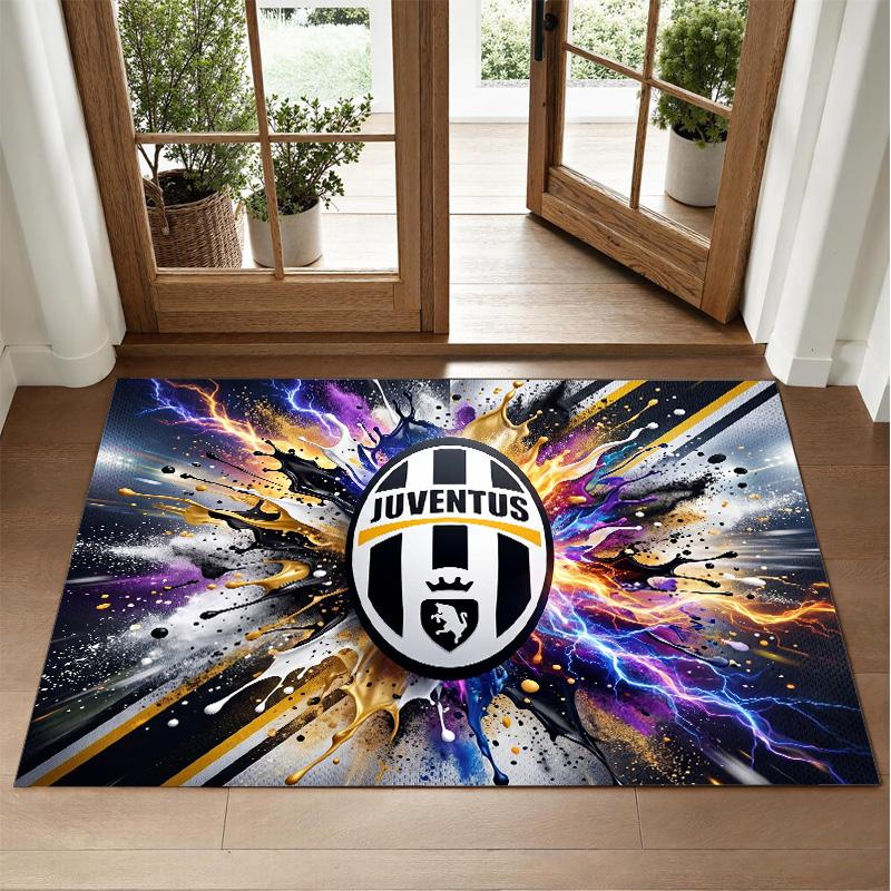 Juventus FC Design Crystal Velvet Rug Soft Decorative Mat for Bedroom Entrance