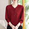 Fashion Casual V-Neck Lace-Up Knitwear Pullover for Women: Long-Sleeved Mother's Day Top
