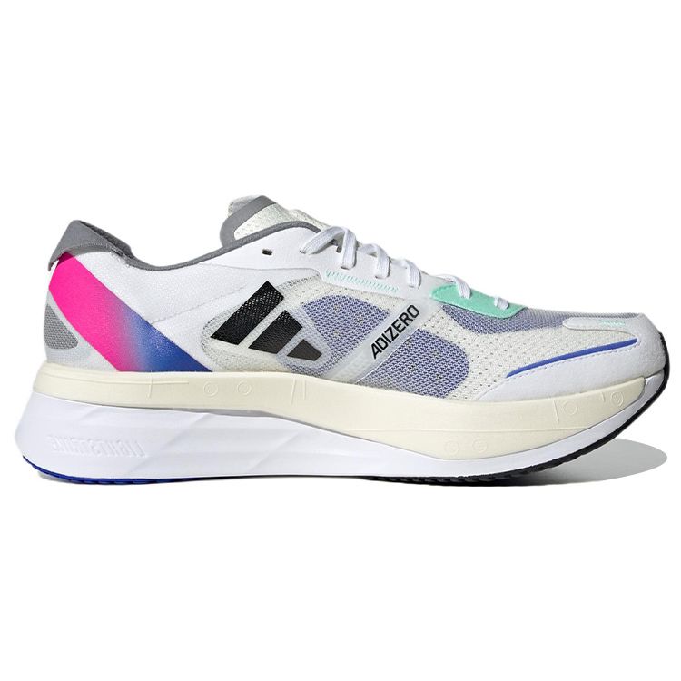 Adidas Adizero Boston 11 White Lucid Blue Fuchsia Unisex Sneakers Cloud-White Core-Black HQ3693