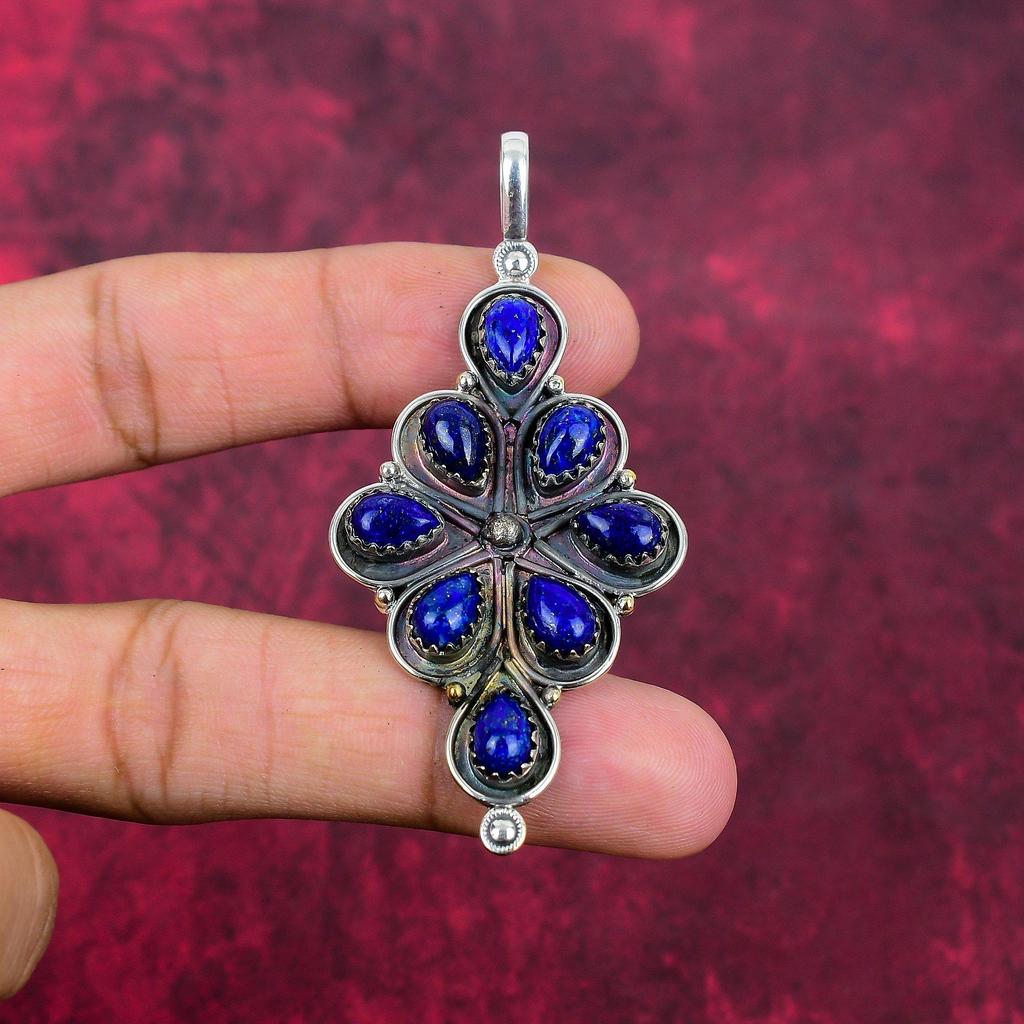 Lapis Lazuli Pendant Handmade Gemstone Jewelry, 925 Solid Sterling Silver Pendant ,Unique Design Jewelry Pendant