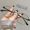 Ultra-light sweet royal polygonal gold wire myopia glasses for women, professional with degree lenses, plain face and thin eye frame