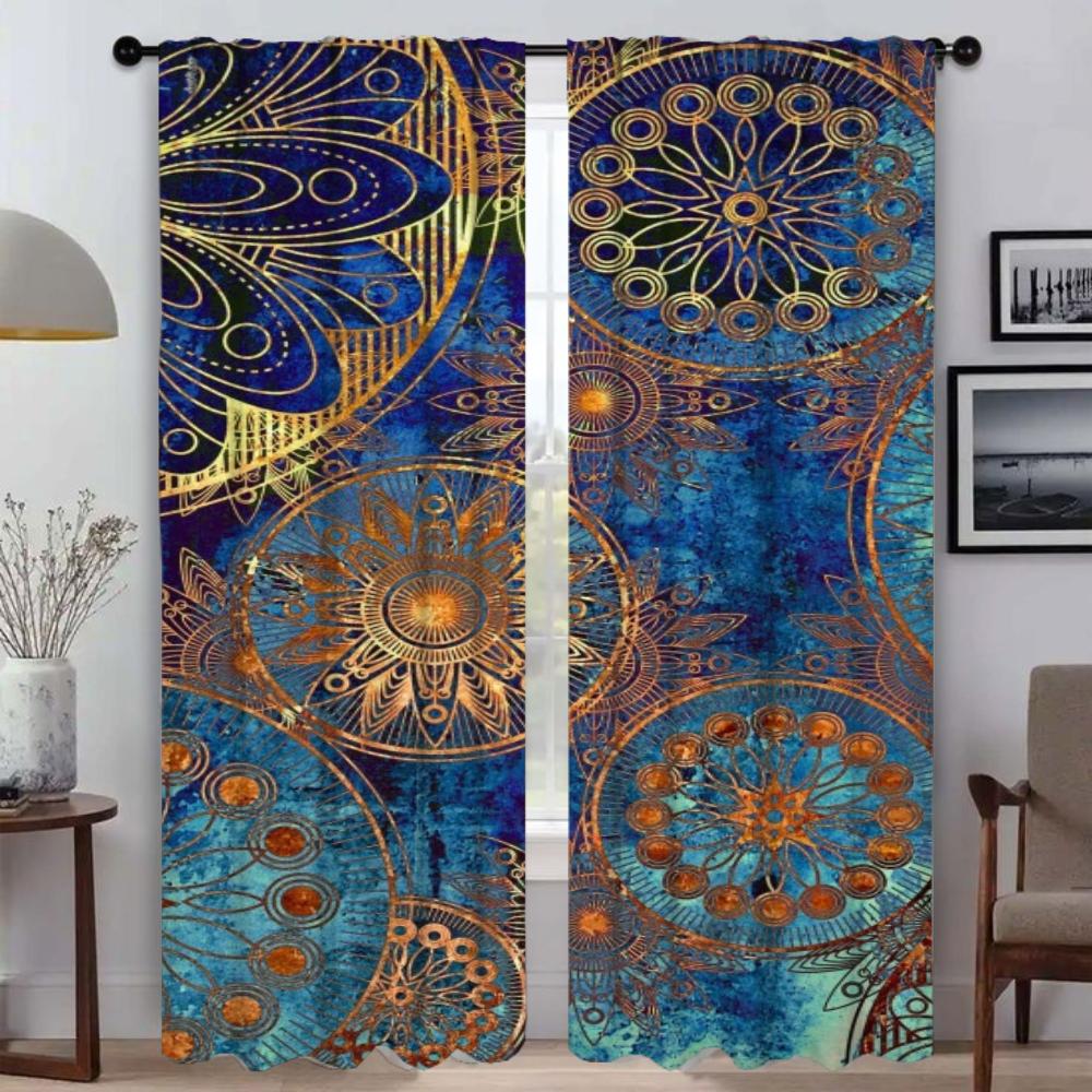 Anti-mosquito Curtains for Living Room Bohemian Style Home Interior Curtains 2 Pieces Partition Tulle for Bedroom Window Curtain