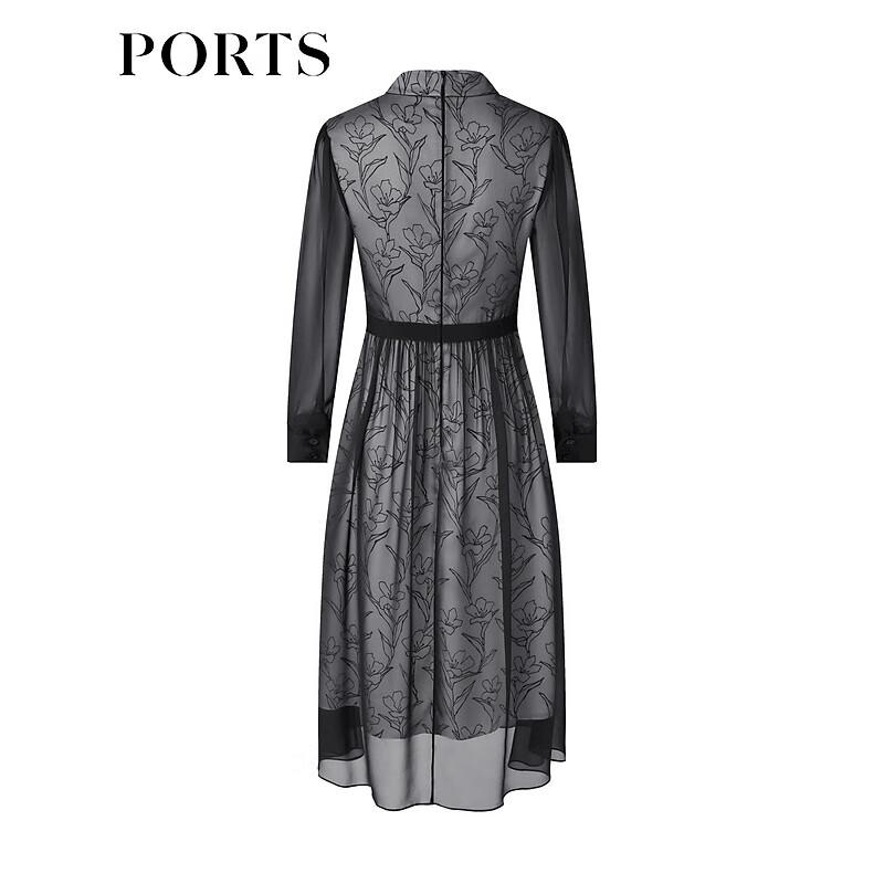 Ports Women's Elegant Lace Chiffon Midi Dress