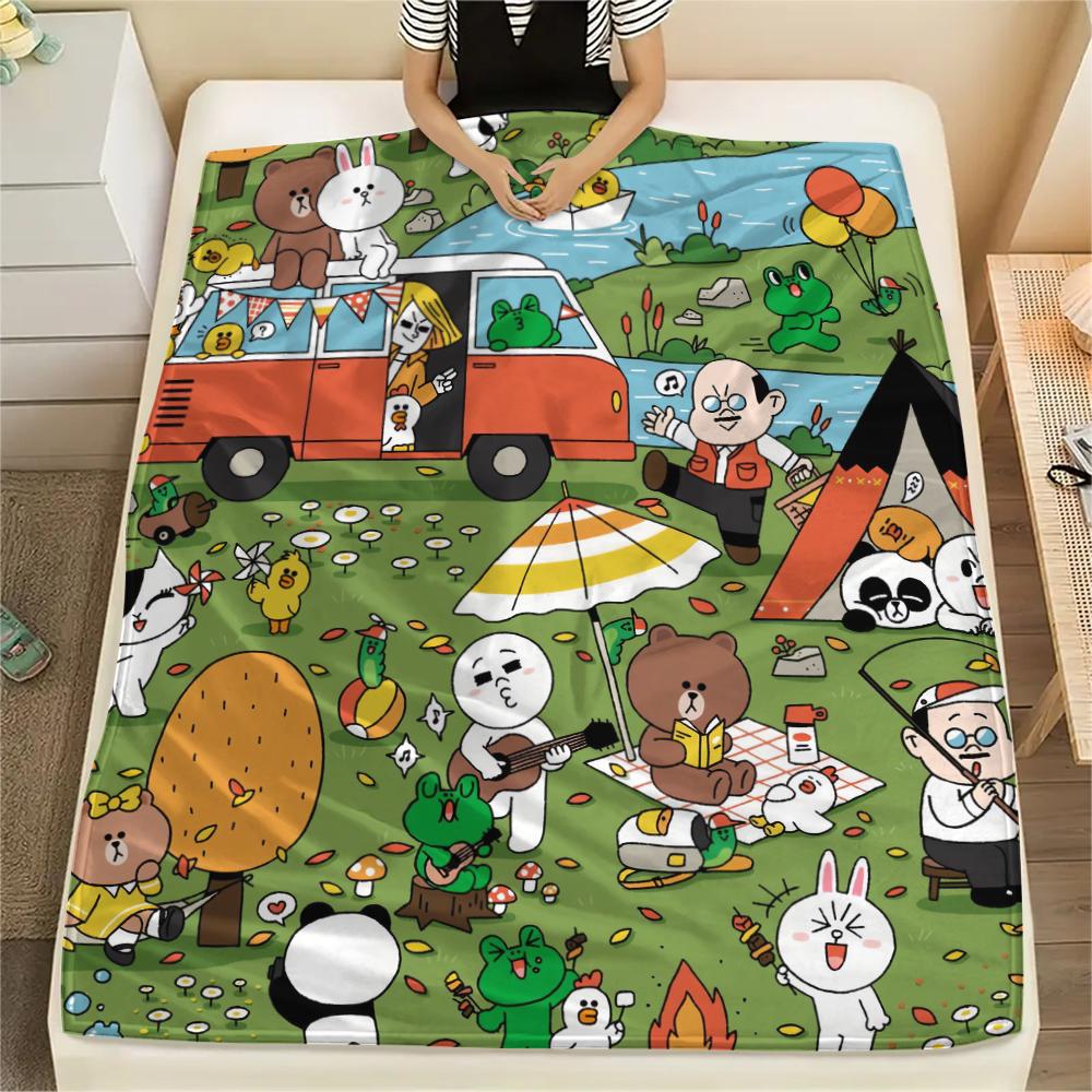 

Brown & Cony Allover Blanket, Soft Throw for Bedroom, Perfect Gift for LINE FRIENDS Fans.chl 75x90cm