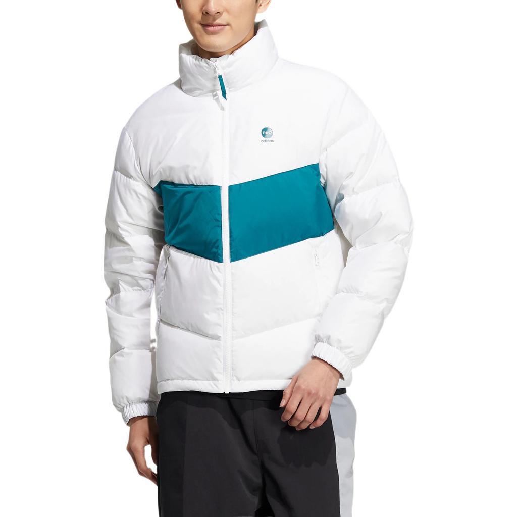 Adidas Neo Logo Print Stand Collar Zip-Up Long Sleeve Down Jacket Unisex Outerwear White HM6174