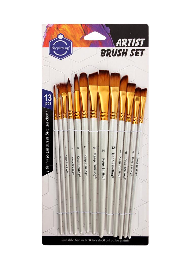 12-Piece Acrylic, Watercolor, and Oil Paint Brush Set – No Shed, Includes 13 Gouache Brushes