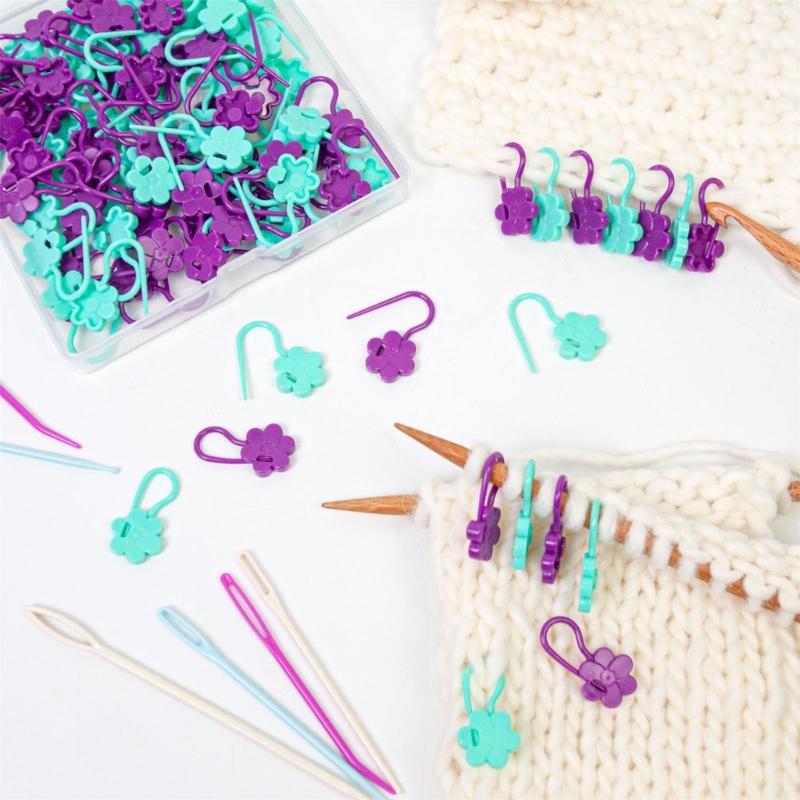 1 Set Knitting Markers Stitching Markers with Yarn Needle Knitting Tool Large Eye Sewing Needle Knitting Needle