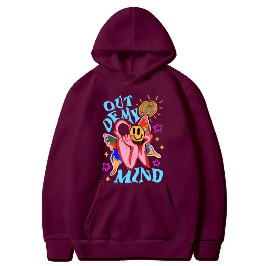 Out of my mind graffiti autumn/winter hoodie hip-hop street college classic pullover daily fashion casual warm hoodie gift
