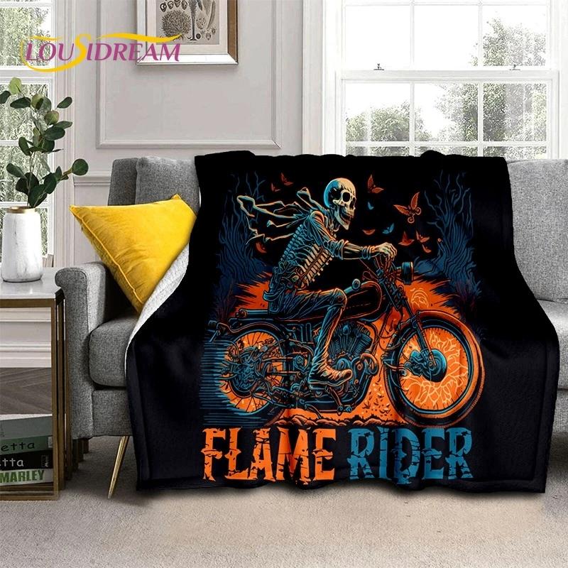 Motocross Modern Retro Motorcycle Soft Flannel Blanket for Bed Bedroom Sofa Picnic,Throw Blanket for Cover Outdoors Leisure Gift