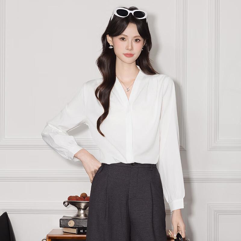 Women's V-Neck Wrinkle-Free Chiffon Blouse