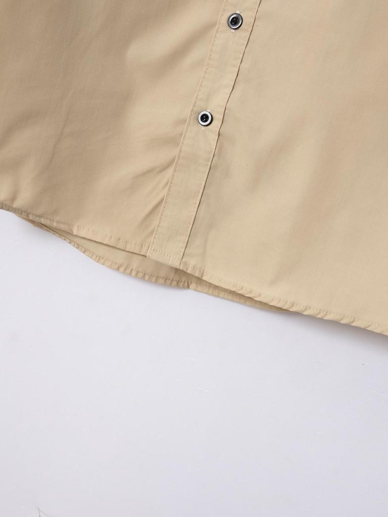 Men's Color Block Slim Fit Cotton Shirt - Long Sleeve, High-End Business Fashion