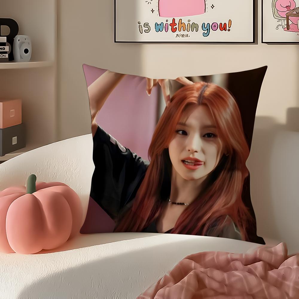 Kpop IITZY Cushion Cover Pillowcase Short Plush Invisible zipper Room Sofa Cushion Cover