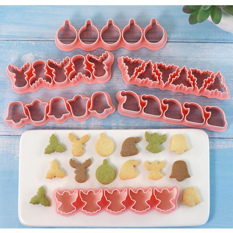 6Pcs 3D Christmas Cookie Cutters Biscuit Mold Gingerbread Man Cookie Mould Stamp Xmas  Year Party Decor Baking Tools