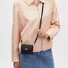 Coach Umschlag 12 Brief Logo Exquisites Kieselkornleder Schulter Crossbody Geldbörse Damen Geldbörse Schwarz CU170-SVBK