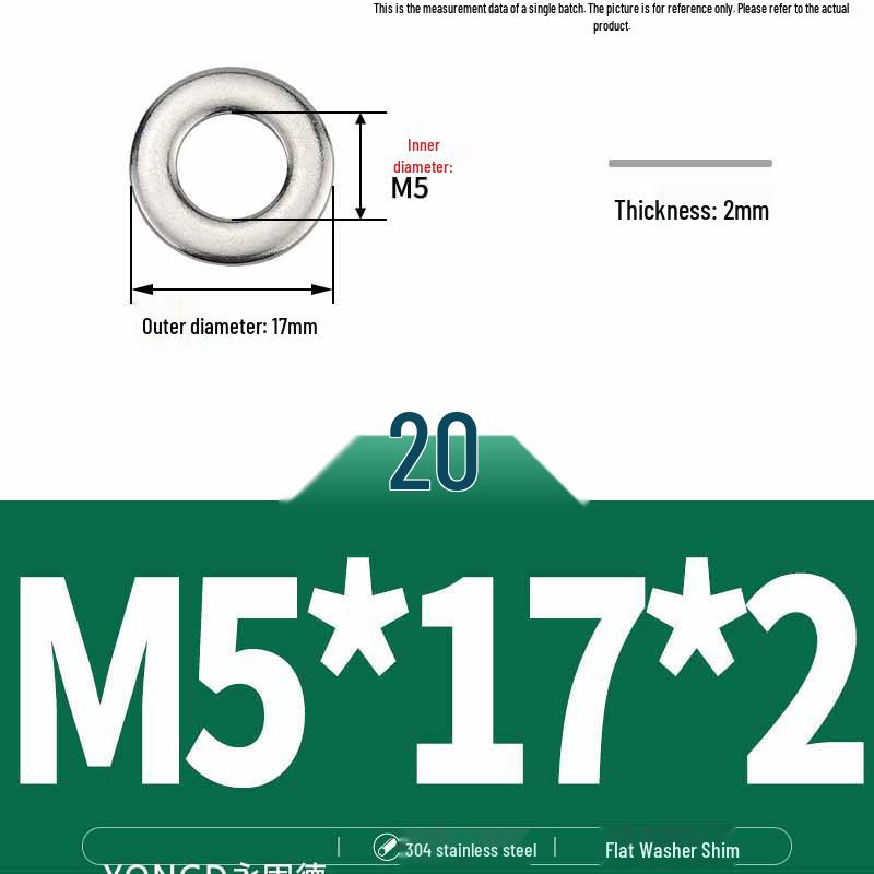304 Stainless Steel Thickened Flat Washer / Ultra-thin Metal Gasket, Sizes M1.6-M10