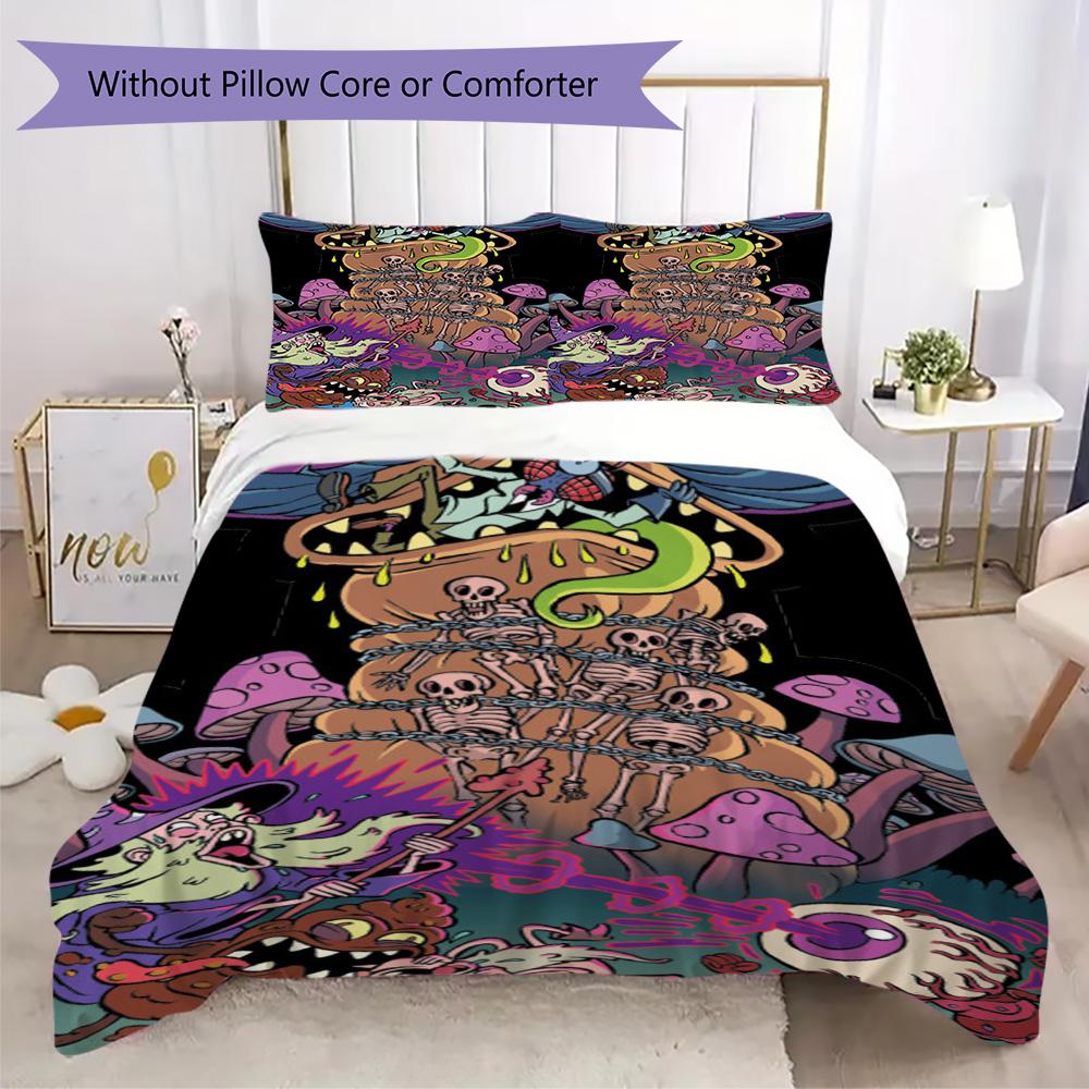 Cartoon Wizard and Monsters Pattern Bedding,Quilt Set Quilt Cover Pillowcase Home Birthday Gift (1*duvet cover+2*pillowcase,without core)SSJT0917507