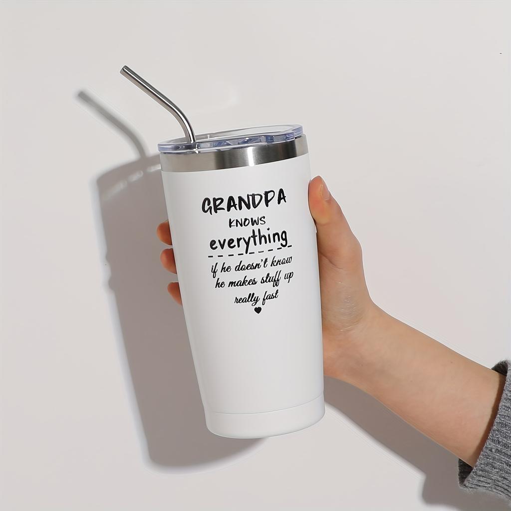 1pc-Stainless Steel Car Insulated Cup with Personalized Quotes, Double Wall Vacuum Insulated Travel Cup