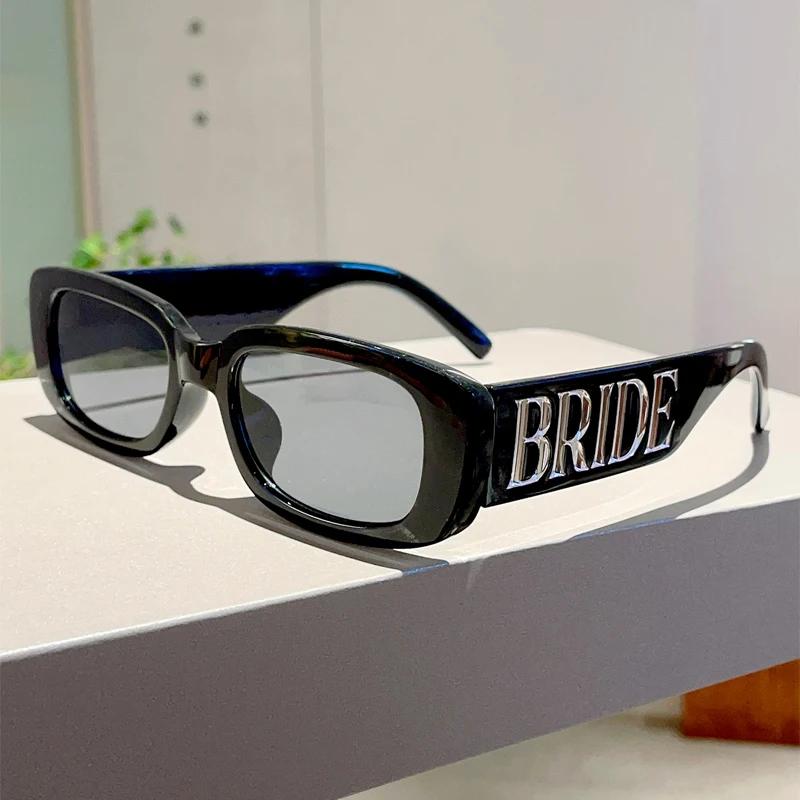 Vintage Rectangle Sunglasses Women New in Original Shades for Wedding Trendy Fashion Design Party Bride Sun Glasses