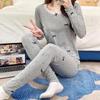 Women's Warm Pure Cotton Long Sleeve Pajama Set for Autumn and Winter