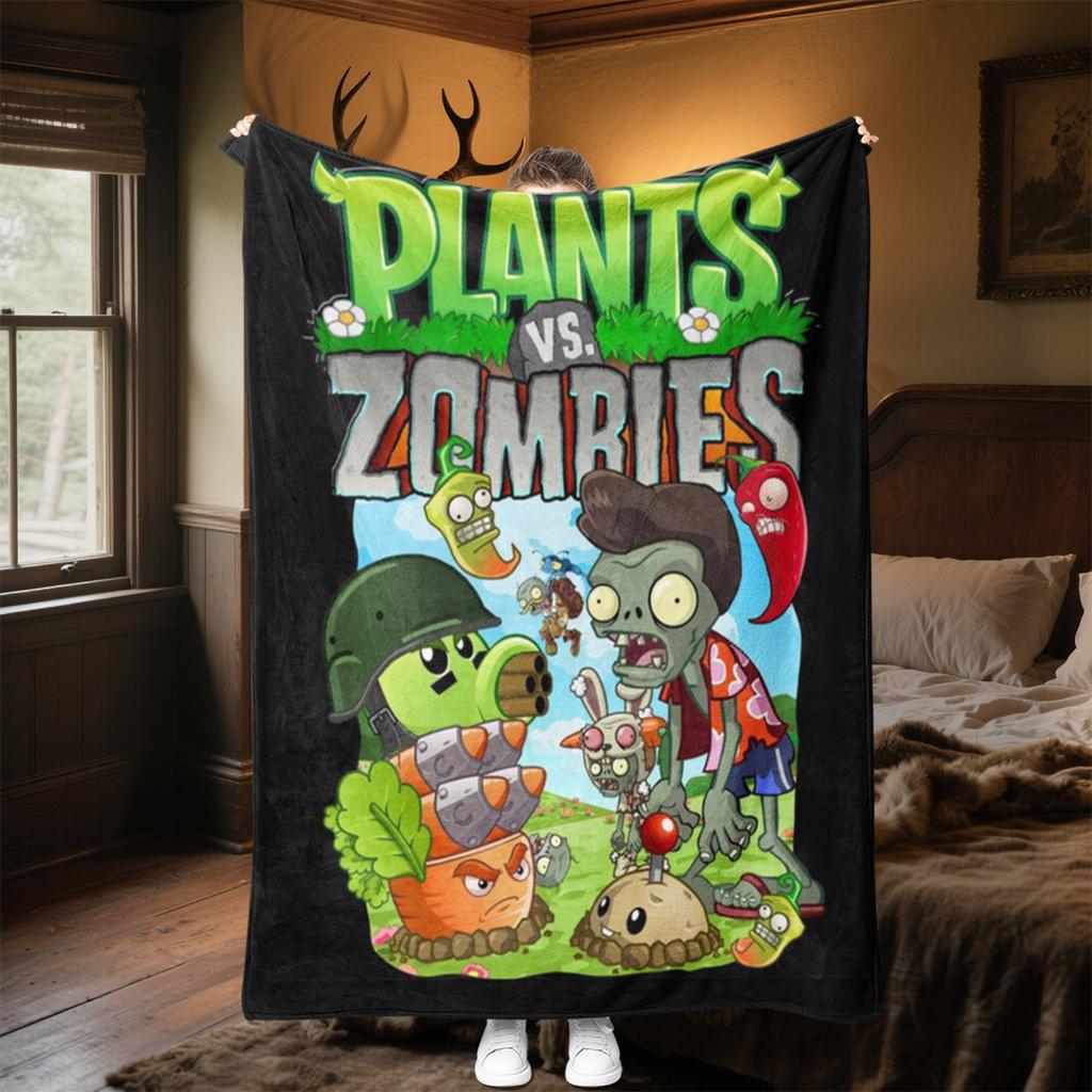 Plants Vs Zombies Plüschdecke Weich Bequem Für Alle Jahreszeiten Geeignet Sofa Büro Nickerchen Reisen Festliches Geschenk