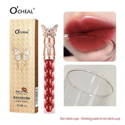 Βελούδινο Ματ Lip Glaze Αδιάβροχο Και Με Μεγάλη Διάρκεια, Δεν Ξεθωριάζει Εύκολα, Λευκαντικό Κραγιόν, Λάσπη Χειλιών, Σχέδιο Πεταλούδας