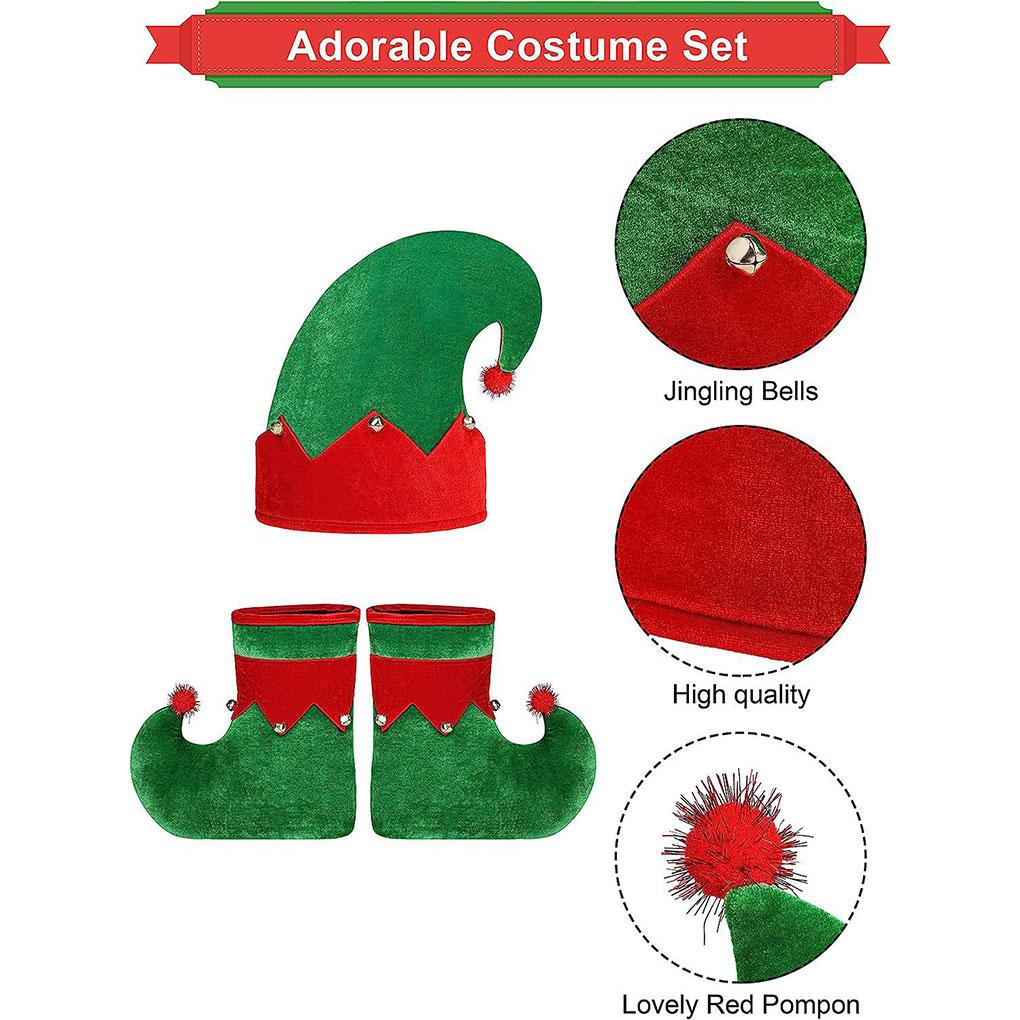 Wide Application Of Women Christmas Elf Costume Set And Reusable Polyester Boys Girls Christmas Costume, Green, S
