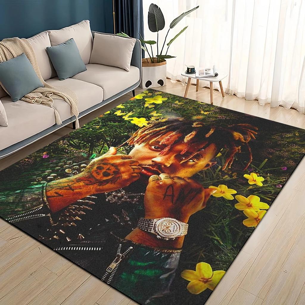 HD Juice WRLD 999 3D Legend Rapper Star Rug Carpet for Living Room Bedroom Home Decor,kids Play Non-slip for Sofa Doormat