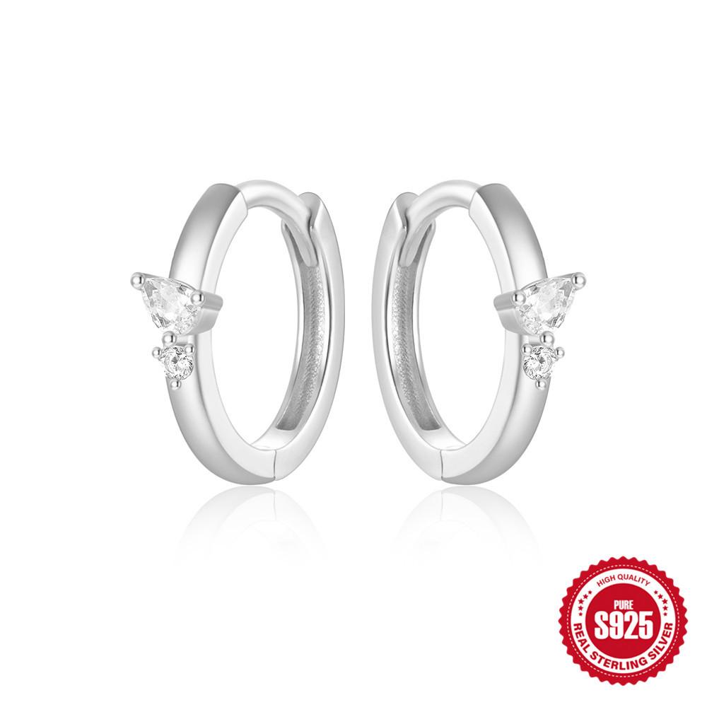 Stylish And Simple S925 Sterling Silver Daily With Classic Diamond-Encrusted Light Luxury Cold Earrings Earrings Earrings