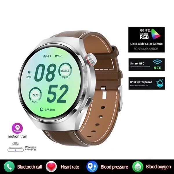 

Для Android IOS Smartwatch Мужские часы 4 Pro AMOLED HD экран Bluetooth Вызов ЭКГ Мониторинг здоровья Smartwatch 2024 Новые мужские часы NFC Brown-Leather