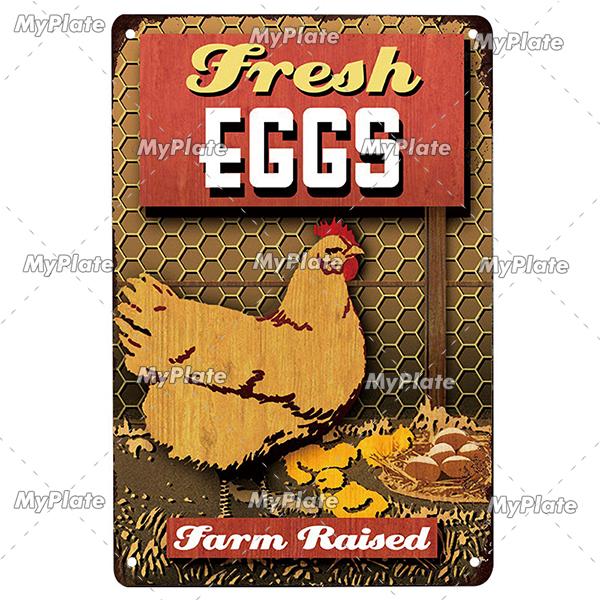 MyPlate Fresh Egg Metal Sign Vintage Plaque Tin Sign Home Decor Bar Sign Coop Ckicks Art Poster Outdoor Decor