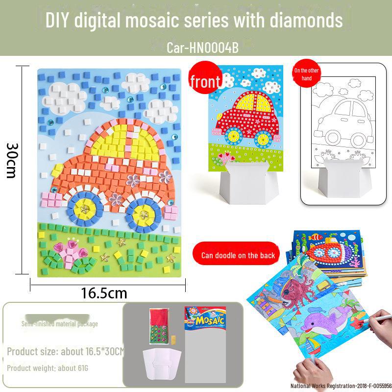 Dziecięca mozaika diamentowa DIY, zestaw naklejek EVA - Ręcznie robiona zabawka edukacyjna