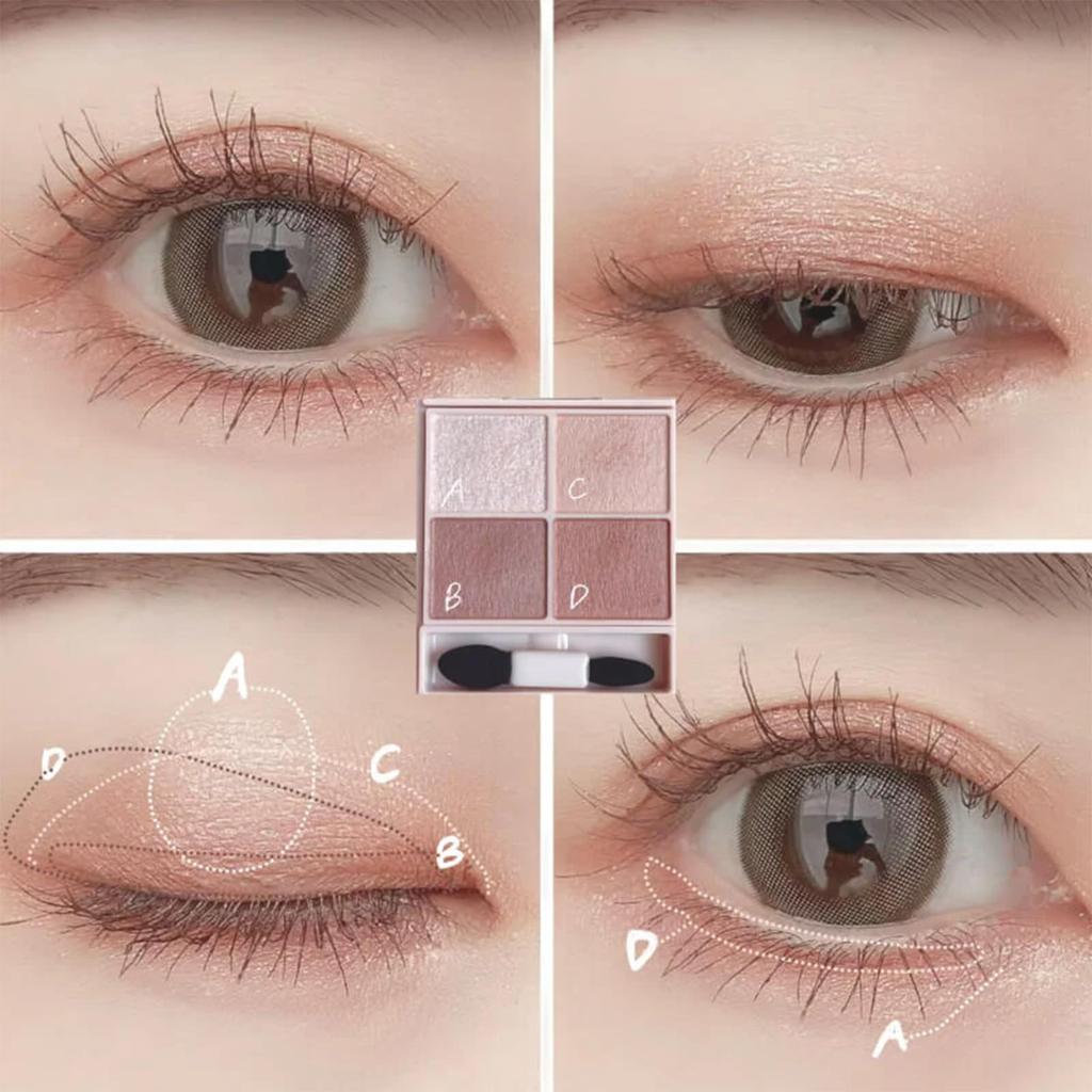 Canmake Silky Souffle Eyes M07 Tutu Ballerina Sheer Matte Eyeshadow Muted Pink (Matte Type) 3.8g Moisturizing, 4-color Palette,