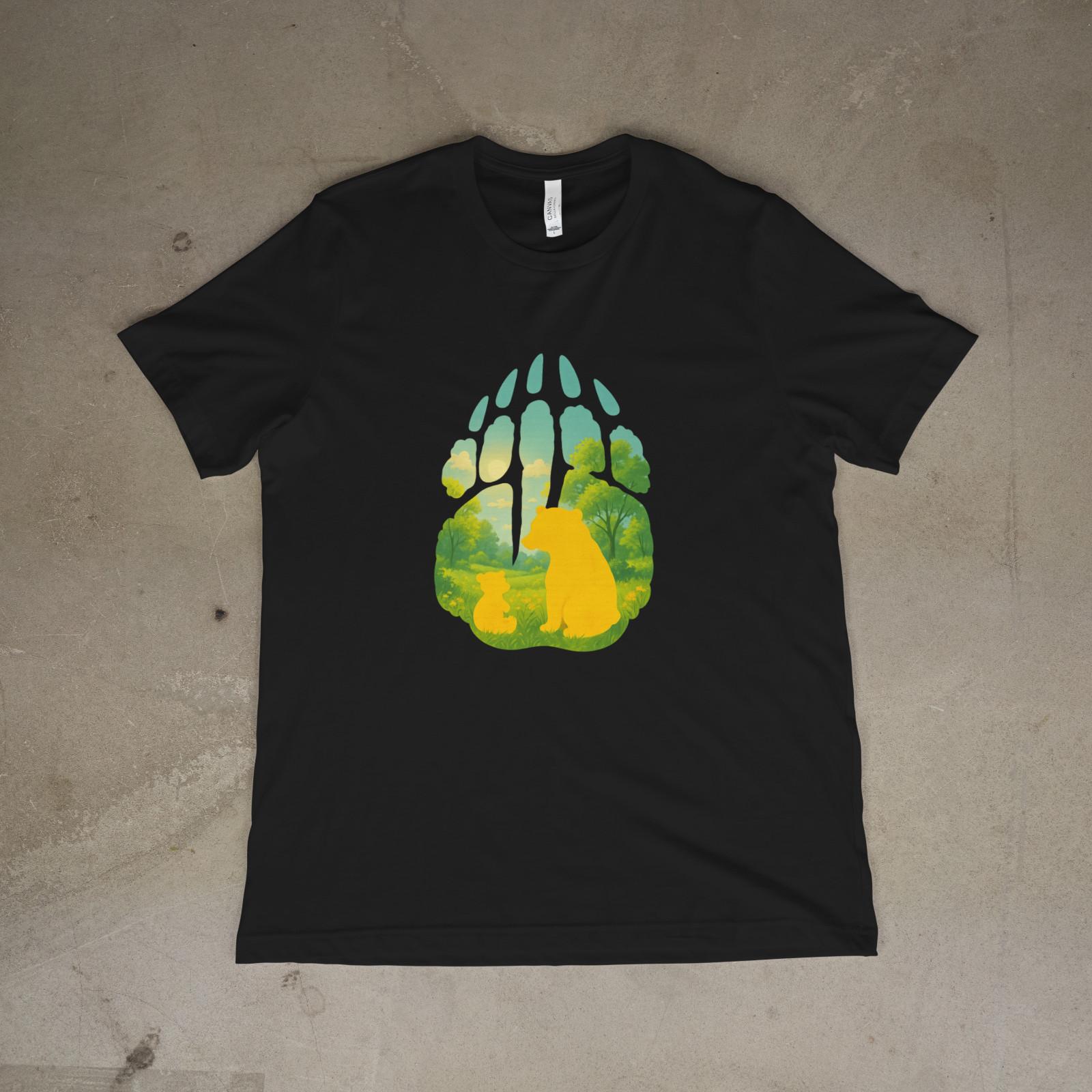 Bear Paw Nature Shirt Mama Bear Baby Bear Silhouette Forest Tee Wildlife Gift M