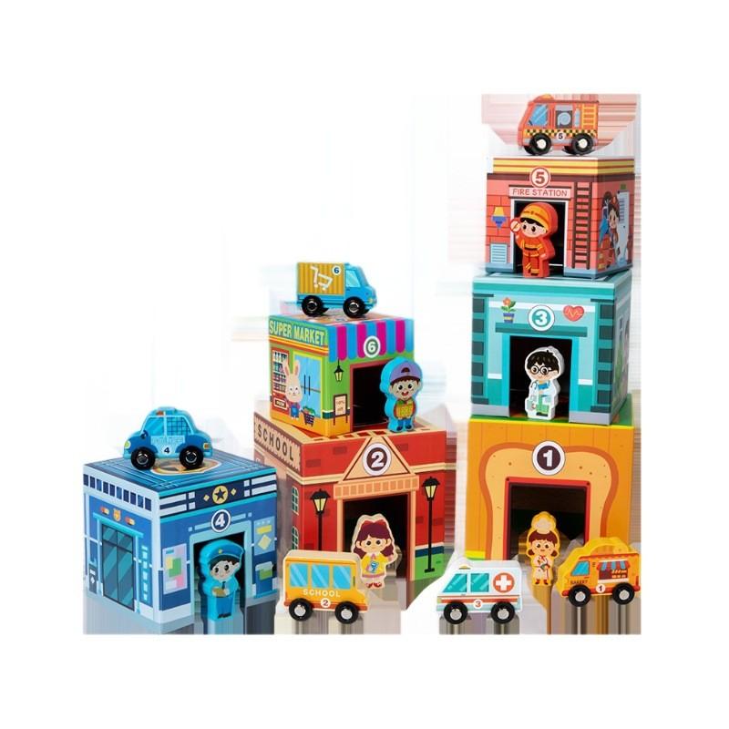 

Деревянная сцена Дорожное движение Складывающаяся игрушка для детей Логические навыки и Развитие Мелкая