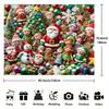 A charming Christmas polyester background cloth featuring Santa Claus, snowmen and elves - the perfect party decoration