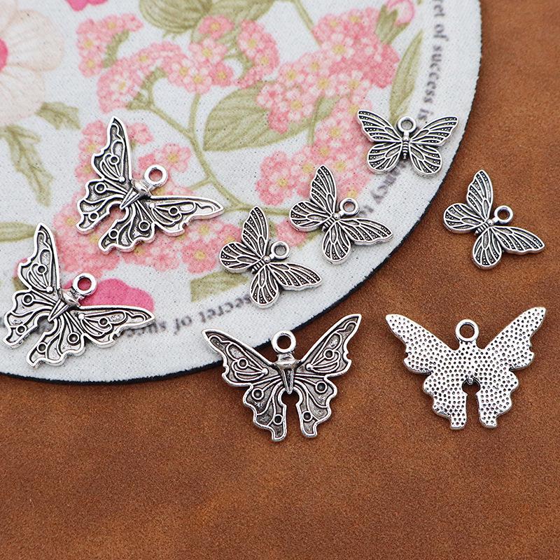 Retro Tibetan Silver Butterfly Pendant: Necklace, Bracelet, Hairpin - DIY Ancient Style Jewelry Accessories