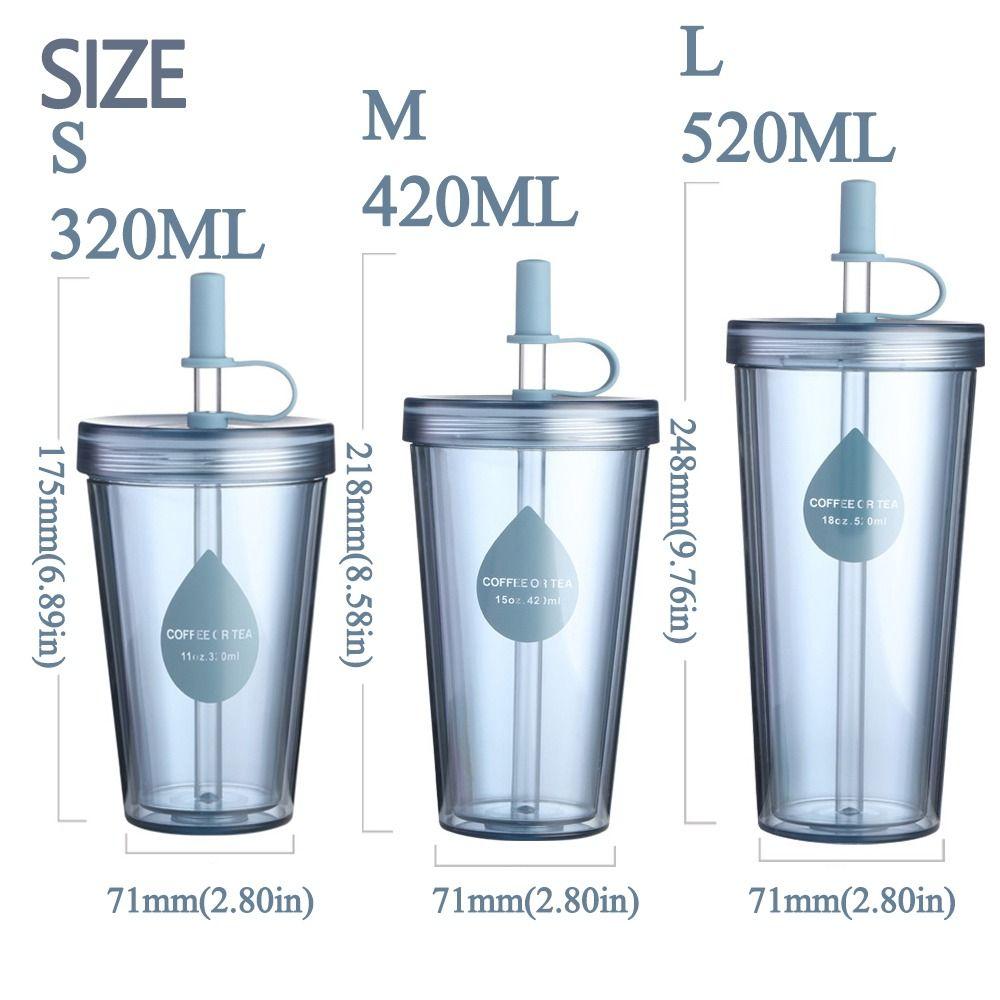 Transparent Iced Coffee Cups with Lids Water Cup gift Straw Bottle  Travel
