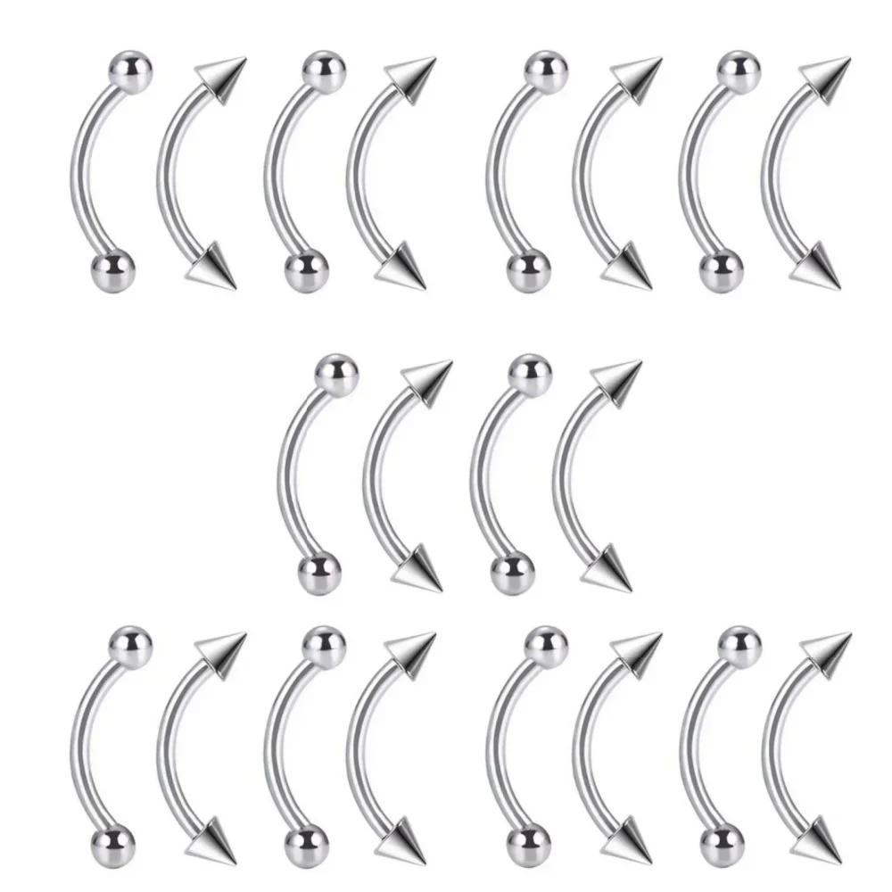 10/20pcs Surgical Steel Eyebrow Ring 3mm Ball Cone 6/8/10/12/14mm Curved Barbell Bar Ear Body Piercing
