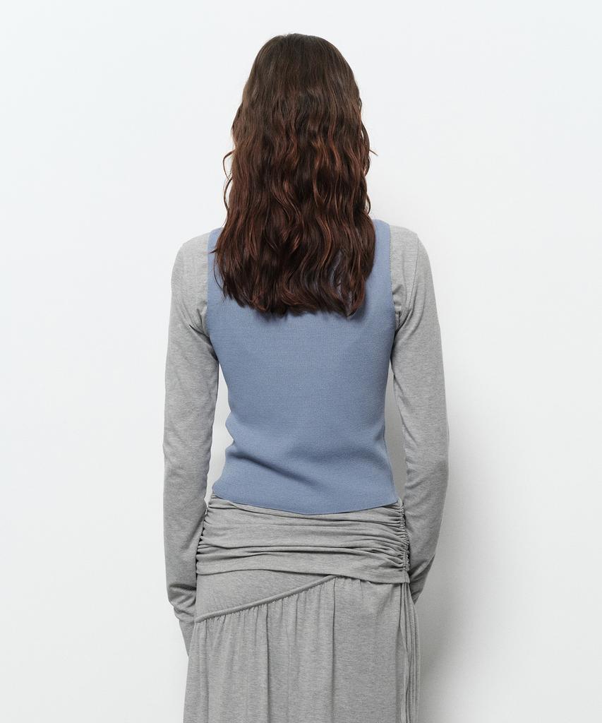 Daiaegeuneol Flower Button Knit Vest (Blue)