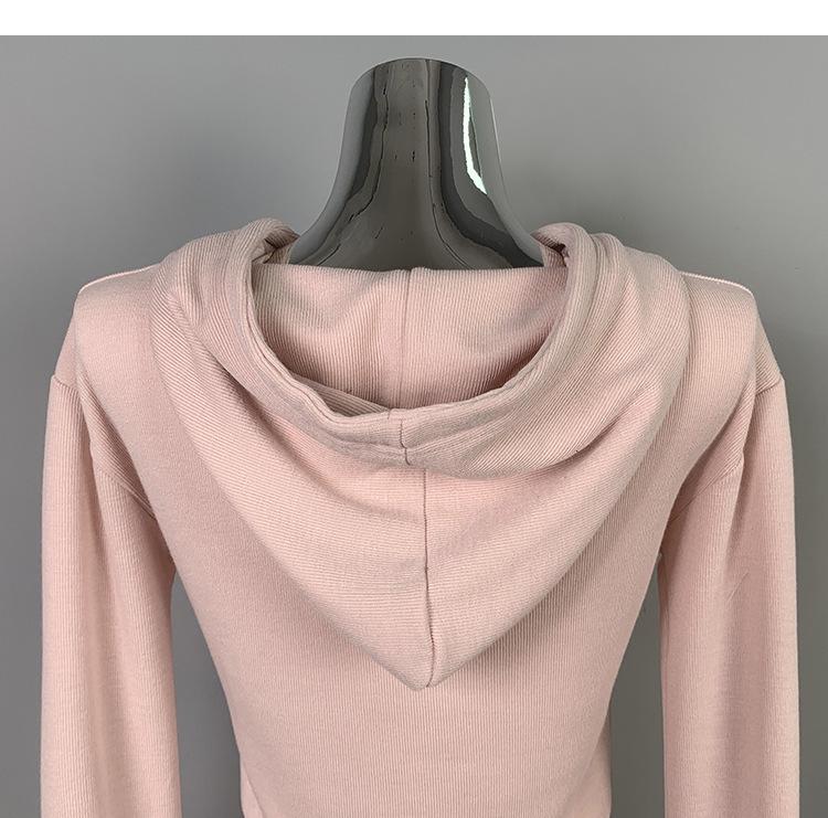 Korean Slim Sexy Cropped Hooded Cardigan & Low-Rise Skirt Set for Women