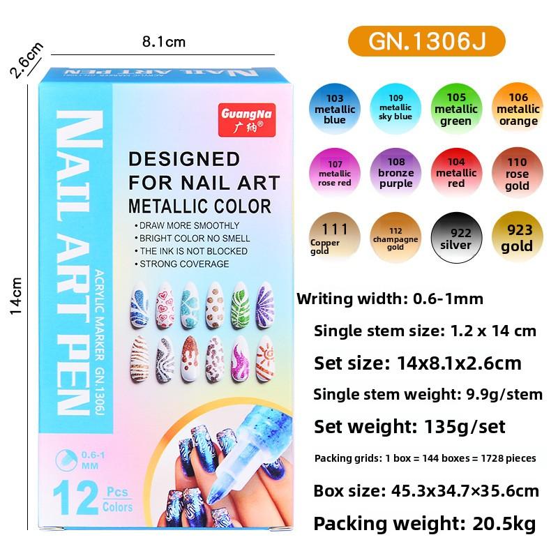 2026New Nail Art Pen Graffiti Pen Nail Painting Pen DIY Quick-drying Color Hook Line Acrylic Marker Pen