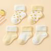 5Pair Newborn Baby Socks Winter Fleece Lined Thickened Sole Soft Cotton Loose Cuff Infant Floor Grip Socks for Crawling Comfortable Warm Footwear