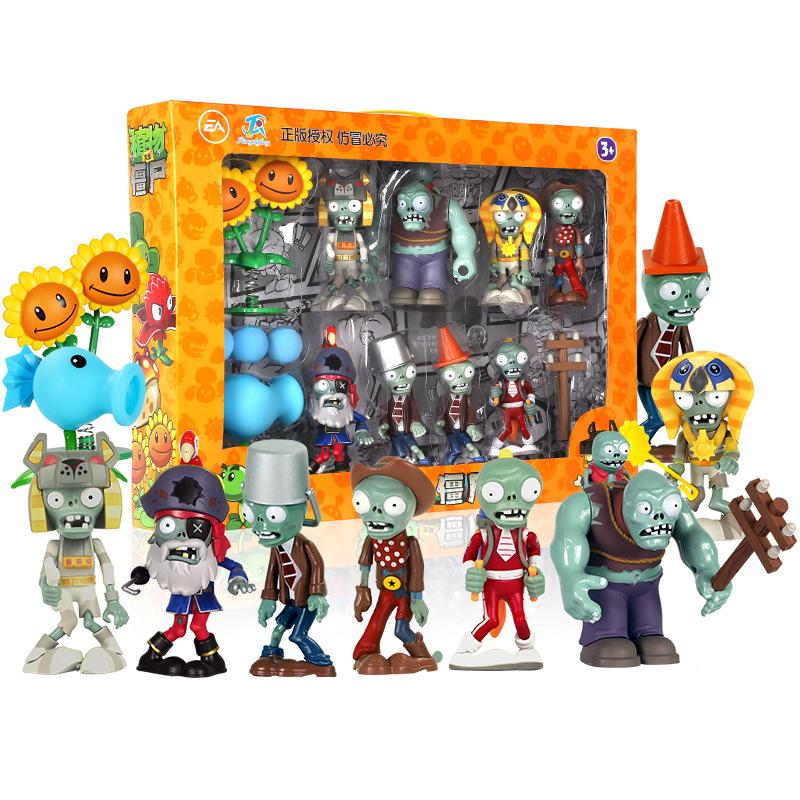 Plants vs Zombies 2 Spielset Kaktus Erbsenschießer Kokosnusskanone Echtes Spielszenen Figuren Ornamente Weiches Silikon Geburtstagsgeschenk Junge