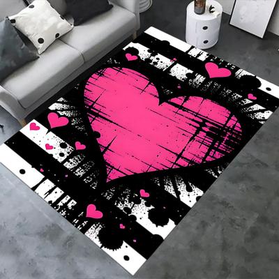Heart Graffiti Theme Chair Mat Office Carpet Oversized Rug for Home Decor, Sofa Carpet, Desk Mat, Gift Idea for Office and Living Room