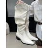 New Explosive White Pleated Piled Boots Women's Autumn Thick Heel High Boots Spice Girl High Heel Boots