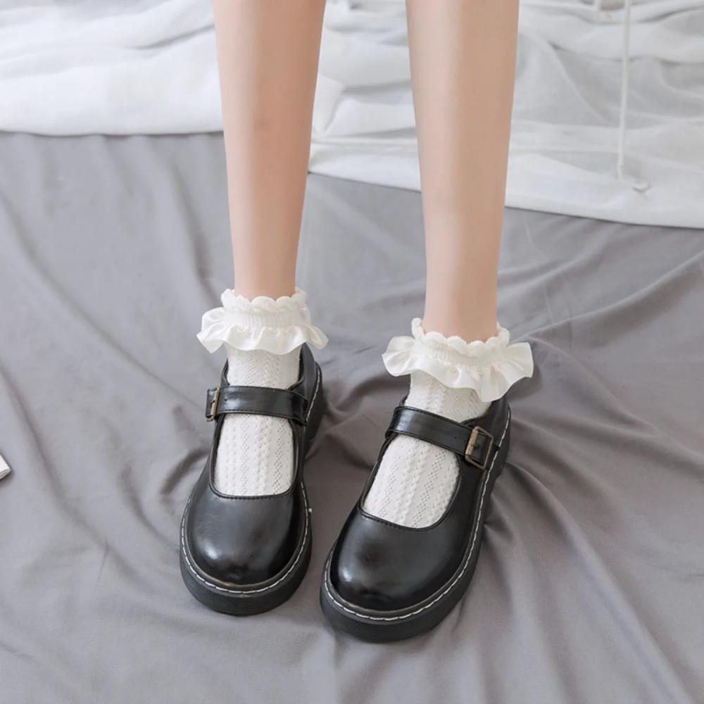Cute Socks Lolita Lace Ruffle Design Cotton Socks for Women Girls Soft Cute Kawaii JK Skirt Accessories Lace Socks 1 Pair Black