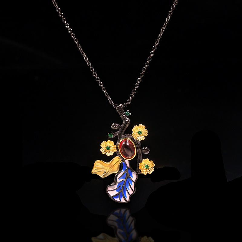 

Black Gold Flowers 0 Accessories Listed Enamel Women S Necklace Jewelry Japanese 202 Silver
