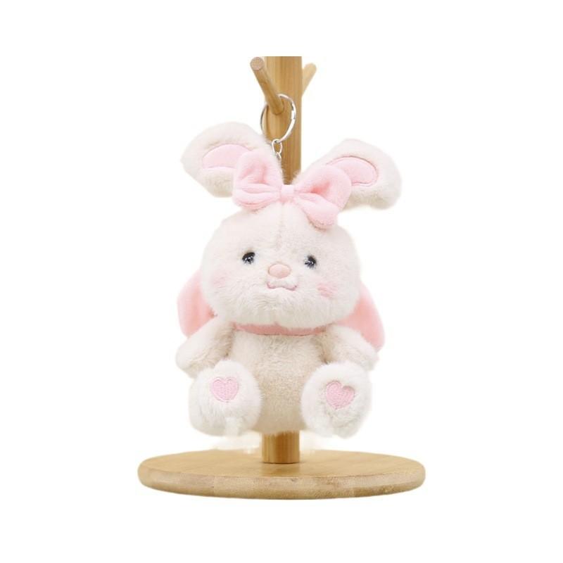 Adorable Plush Bunny Keychain With Bow Cute Rabbit Doll Bag Charm Soft Toy 17cm